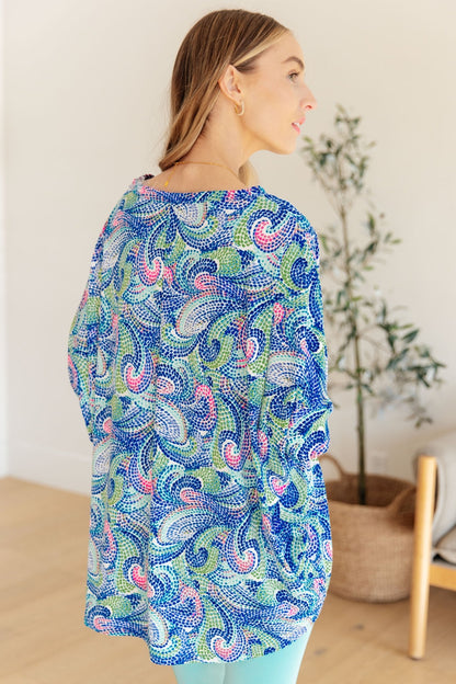 Essential Blouse in Painted Blue Mix (Online Exclusive) - Uptown Boutique Ramona