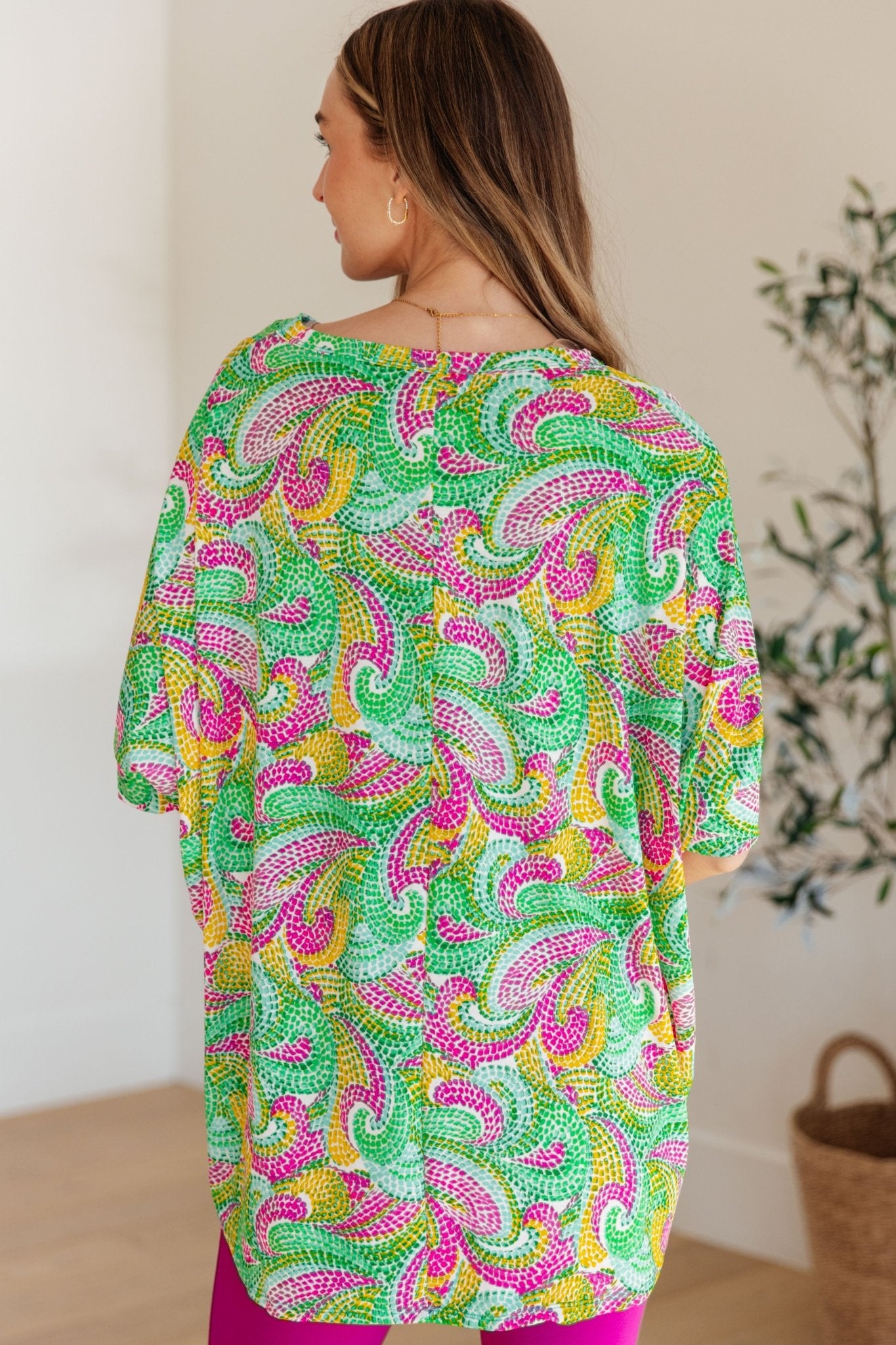 Essential Blouse in Painted Green and Pink (Online Exclusive) - Uptown Boutique Ramona