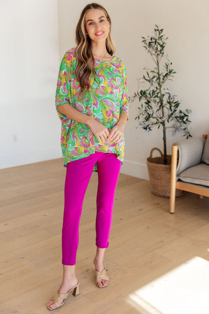 Essential Blouse in Painted Green and Pink (Online Exclusive) - Uptown Boutique Ramona