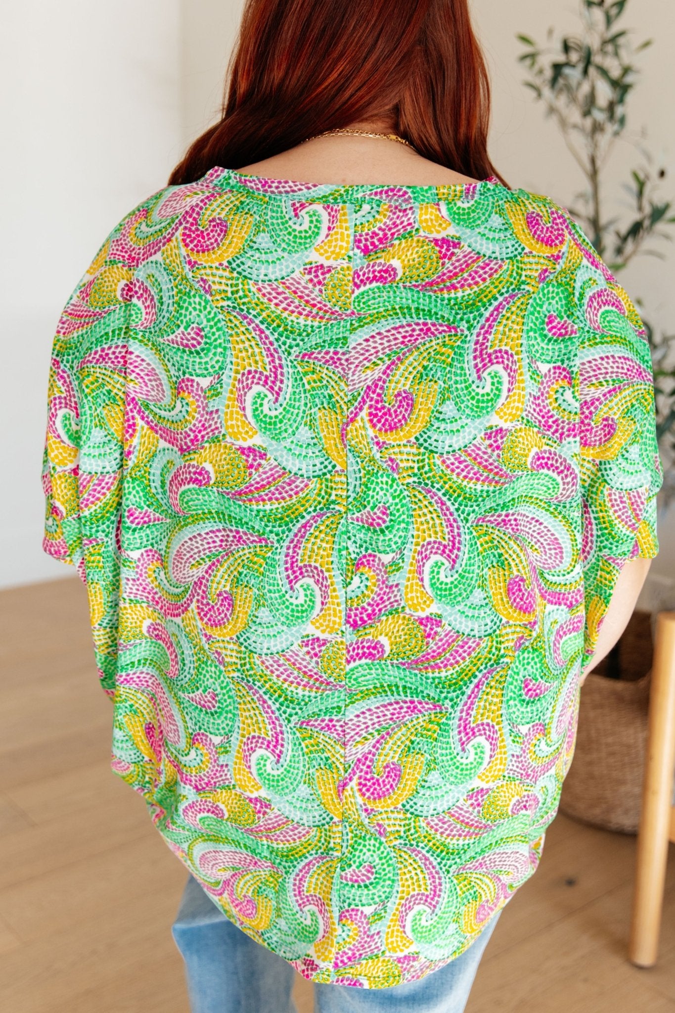 Essential Blouse in Painted Green and Pink (Online Exclusive) - Uptown Boutique Ramona