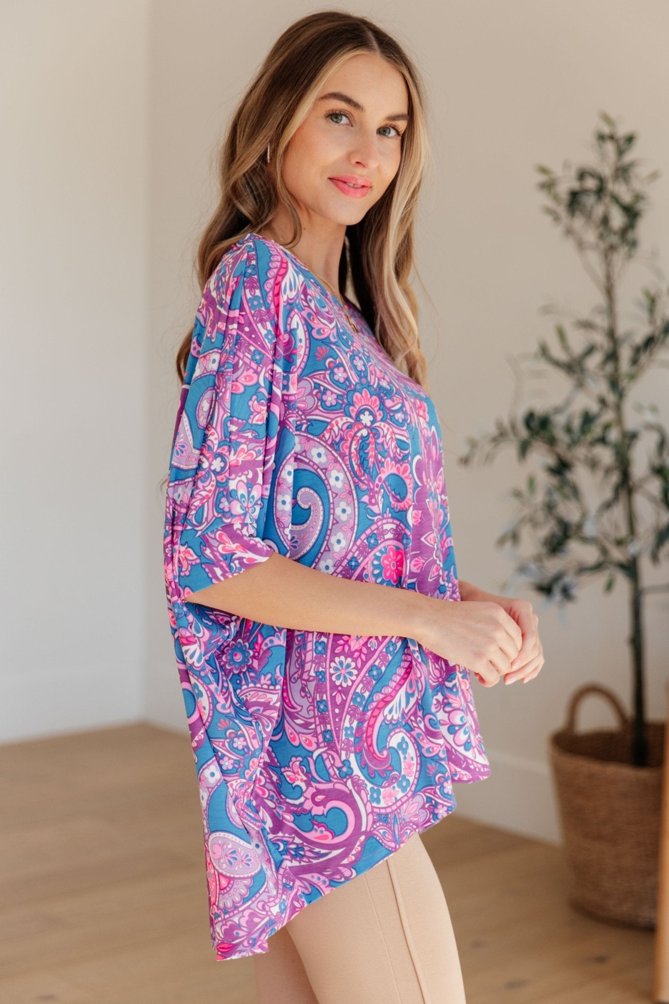 Essential Blouse in Purple Paisley (Online Exclusive) - Uptown Boutique Ramona