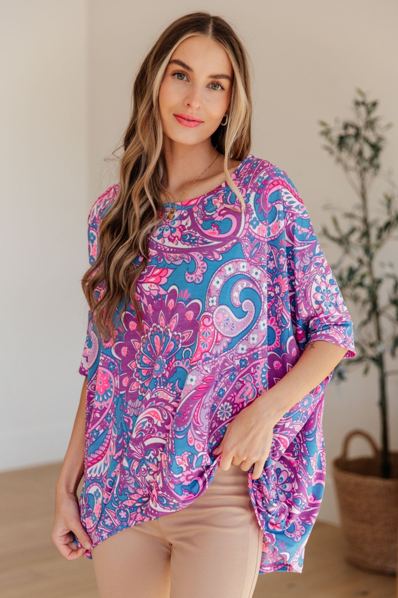 Essential Blouse in Purple Paisley (Online Exclusive) - Uptown Boutique Ramona