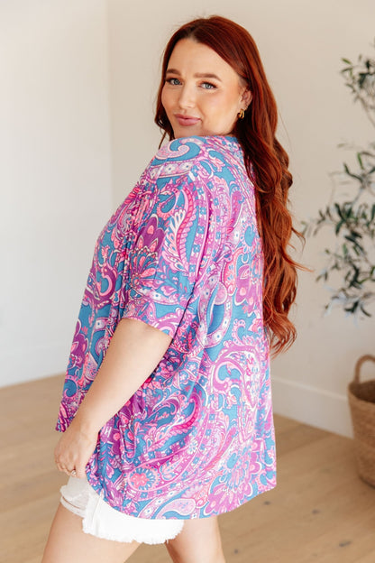 Essential Blouse in Purple Paisley (Online Exclusive) - Uptown Boutique Ramona