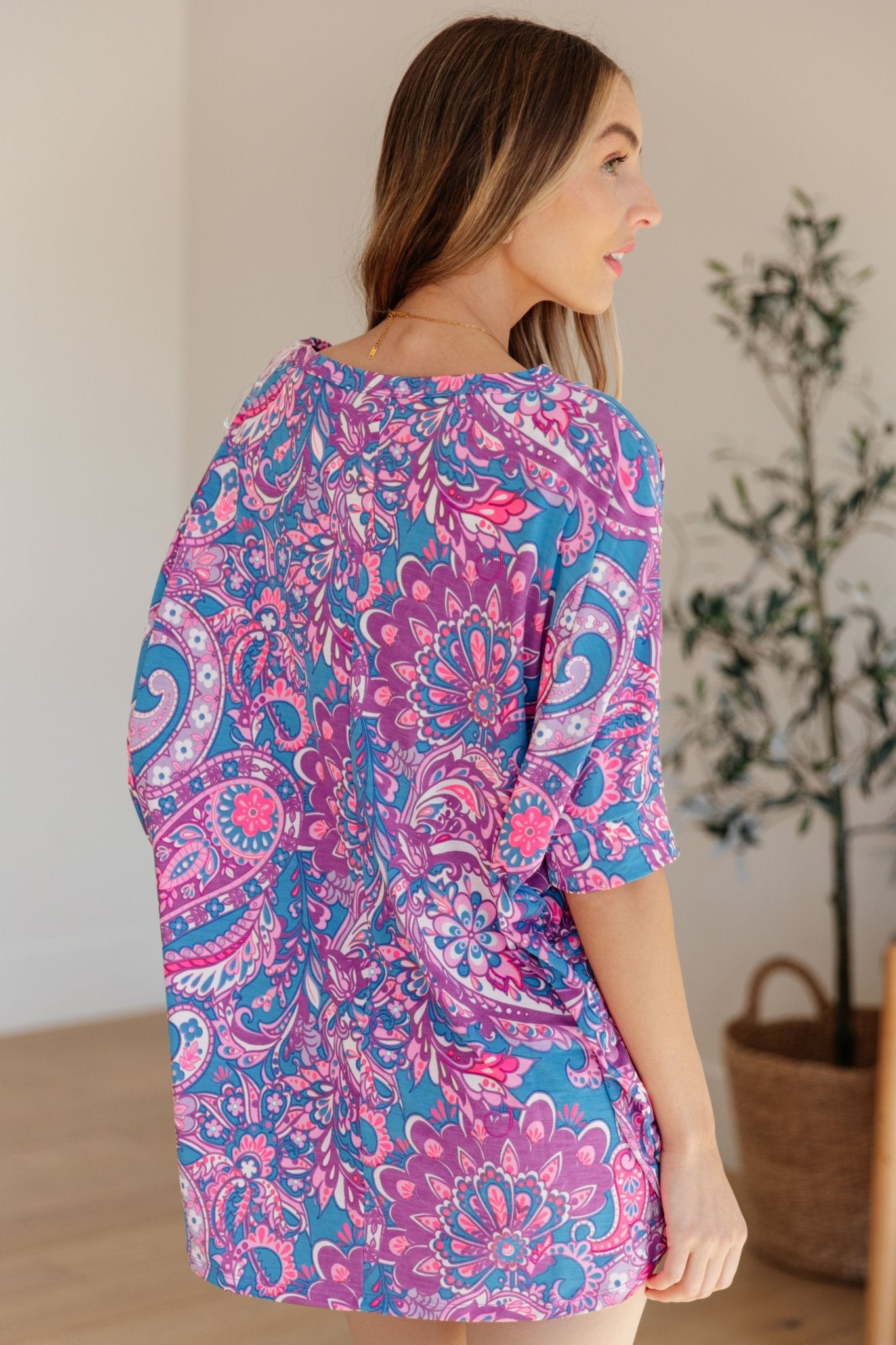 Essential Blouse in Purple Paisley (Online Exclusive) - Uptown Boutique Ramona