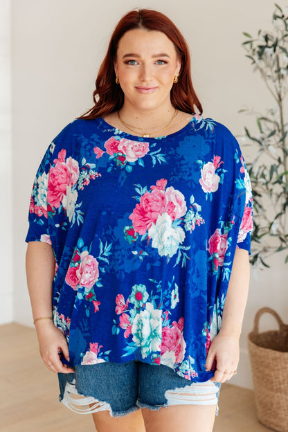 Essential Blouse in Royal and Pink Floral (Online Exclusive) - Uptown Boutique Ramona