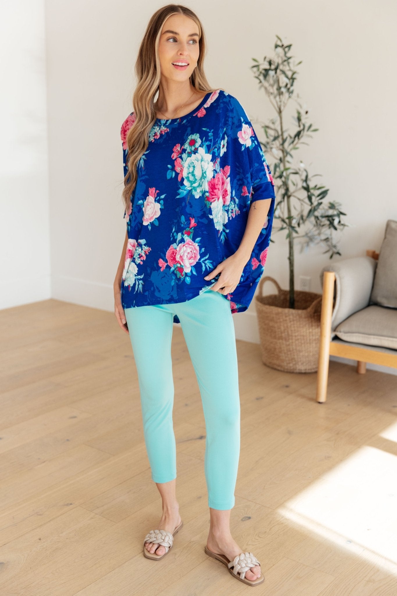 Essential Blouse in Royal and Pink Floral (Online Exclusive) - Uptown Boutique Ramona