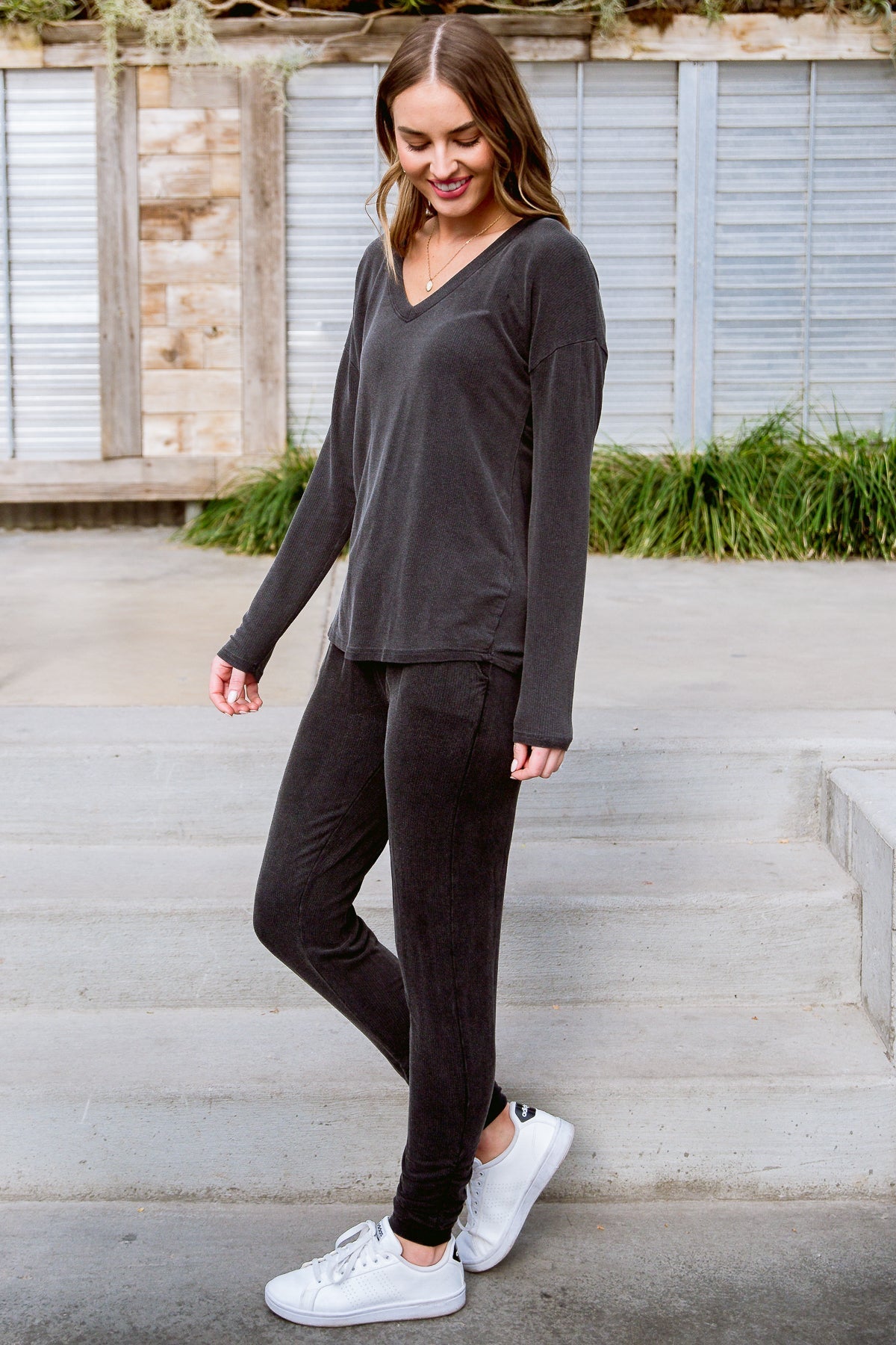 Essential Lounge Top In Black Lava (Online Exclusive) - Uptown Boutique Ramona