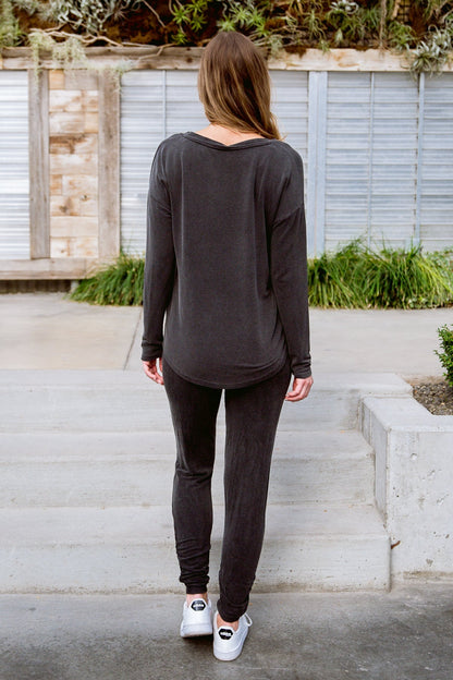 Essential Lounge Top In Black Lava (Online Exclusive) - Uptown Boutique Ramona