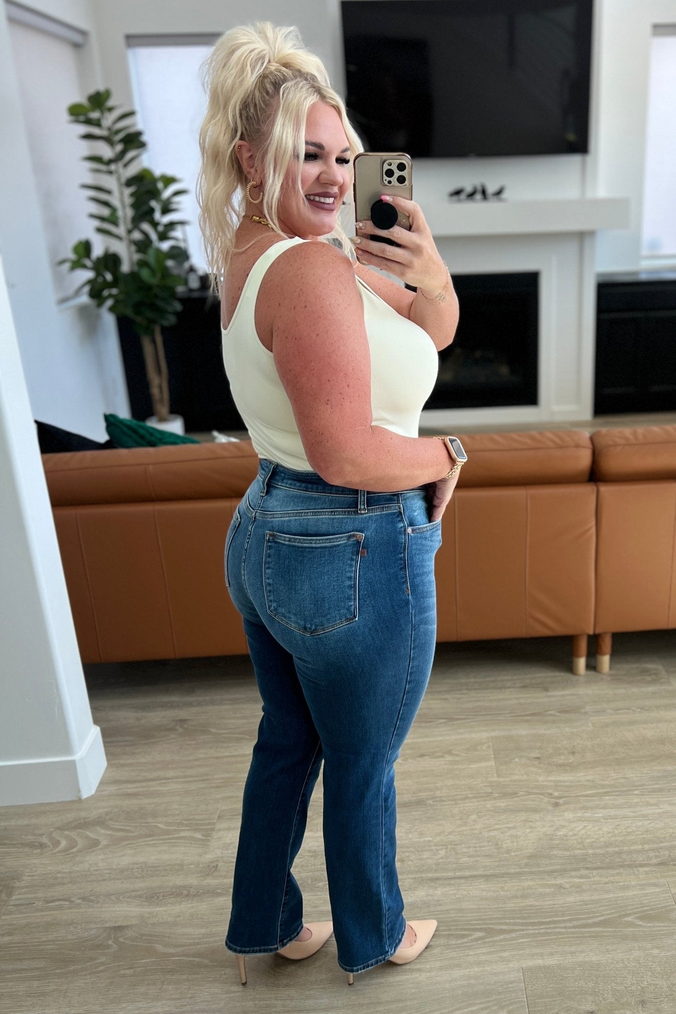 Estelle High Waist Thermal Straight Jeans (Online Exclusive) - Uptown Boutique Ramona