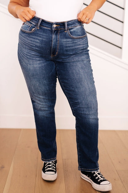 Estelle High Waist Thermal Straight Jeans (Online Exclusive) - Uptown Boutique Ramona