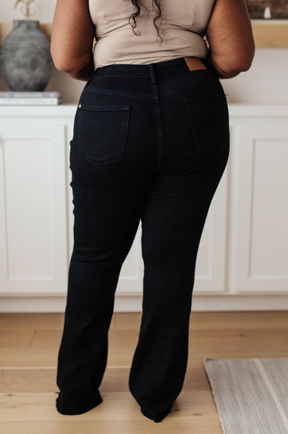 Etta High Rise Control Top Flare Jeans in Black (Online Exclusive) - Uptown Boutique Ramona