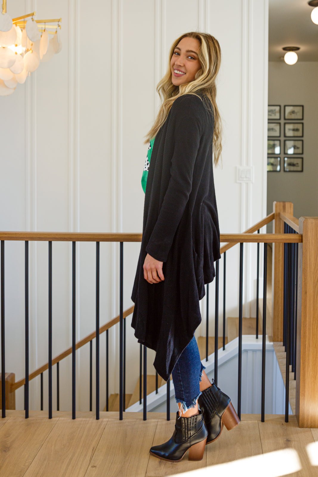 Ever Soft Cascade Cardigan With Pockets In Black (Online Exclusive) - Uptown Boutique Ramona