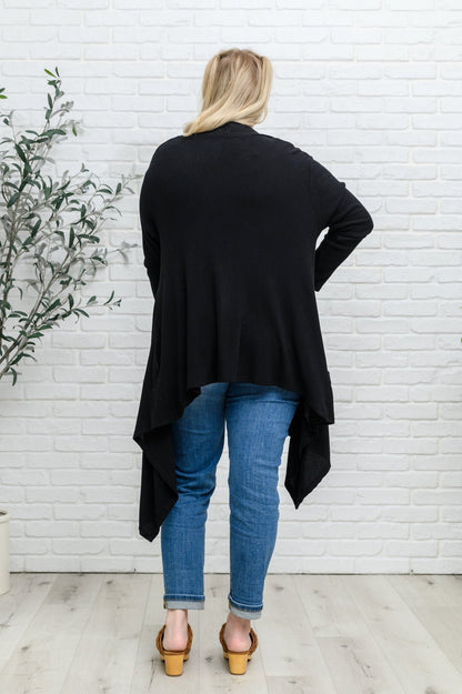 Ever Soft Cascade Cardigan With Pockets In Black (Online Exclusive) - Uptown Boutique Ramona