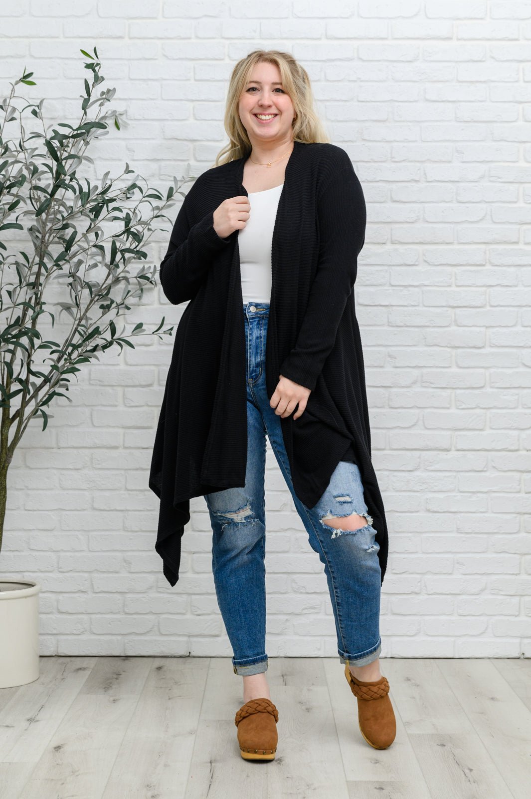 Ever Soft Cascade Cardigan With Pockets In Black (Online Exclusive) - Uptown Boutique Ramona