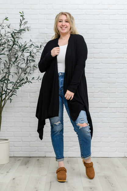 Ever Soft Cascade Cardigan With Pockets In Black (Online Exclusive) - Uptown Boutique Ramona