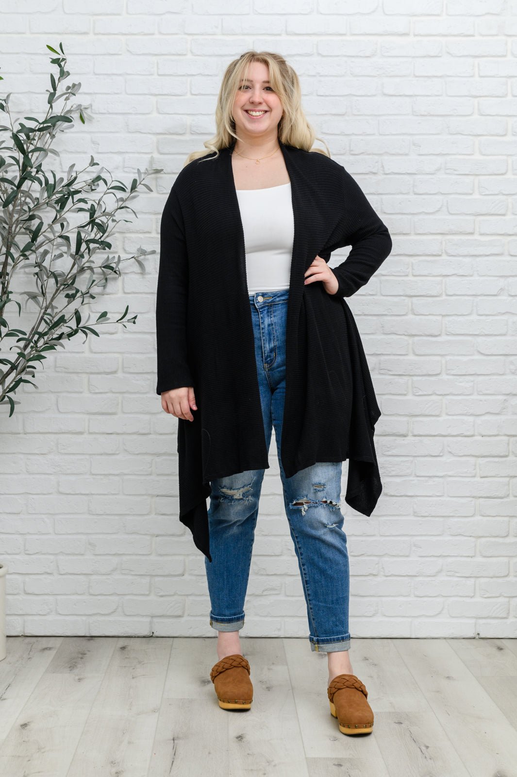 Ever Soft Cascade Cardigan With Pockets In Black (Online Exclusive) - Uptown Boutique Ramona