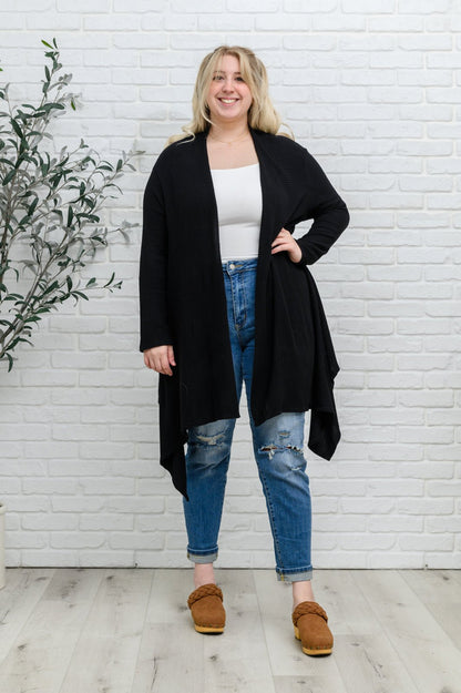 Ever Soft Cascade Cardigan With Pockets In Black (Online Exclusive) - Uptown Boutique Ramona