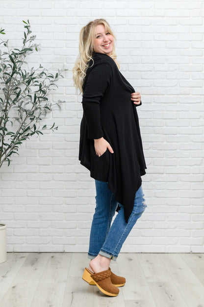 Ever Soft Cascade Cardigan With Pockets In Black (Online Exclusive) - Uptown Boutique Ramona