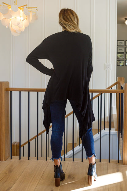 Ever Soft Cascade Cardigan With Pockets In Black (Online Exclusive) - Uptown Boutique Ramona