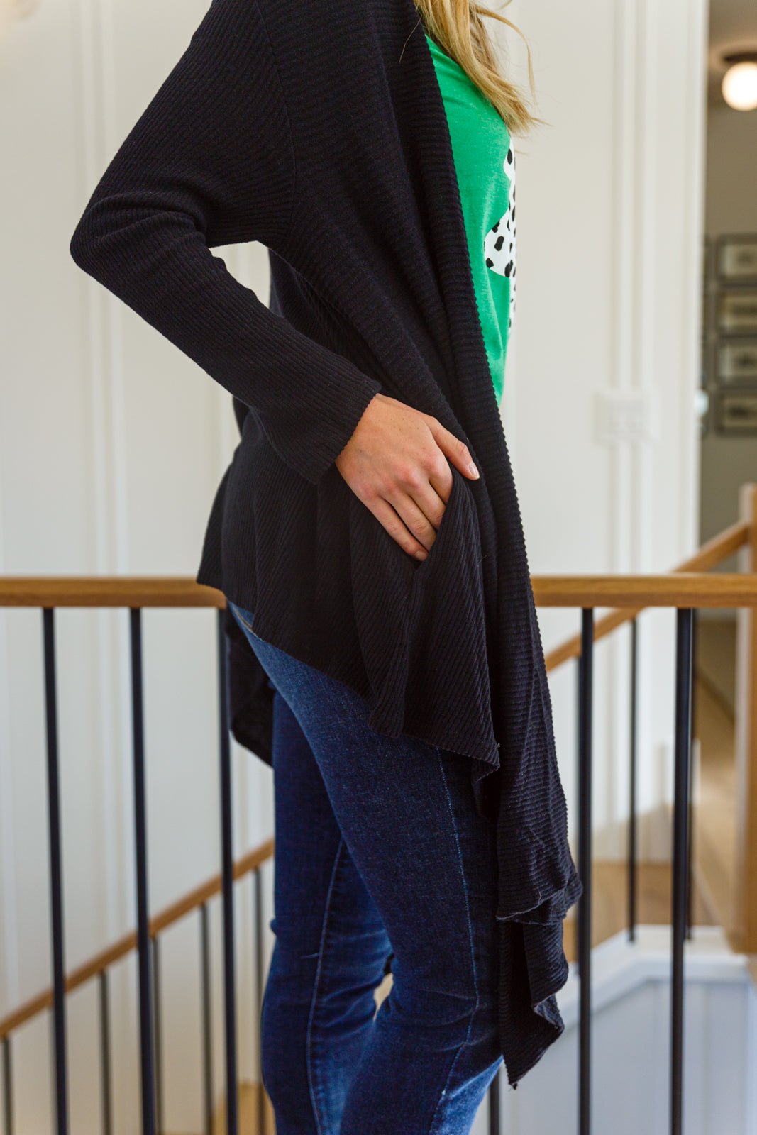 Ever Soft Cascade Cardigan With Pockets In Black (Online Exclusive) - Uptown Boutique Ramona