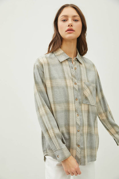 WISHING ON FOREVER OVERSIZED PLAID FLANNEL