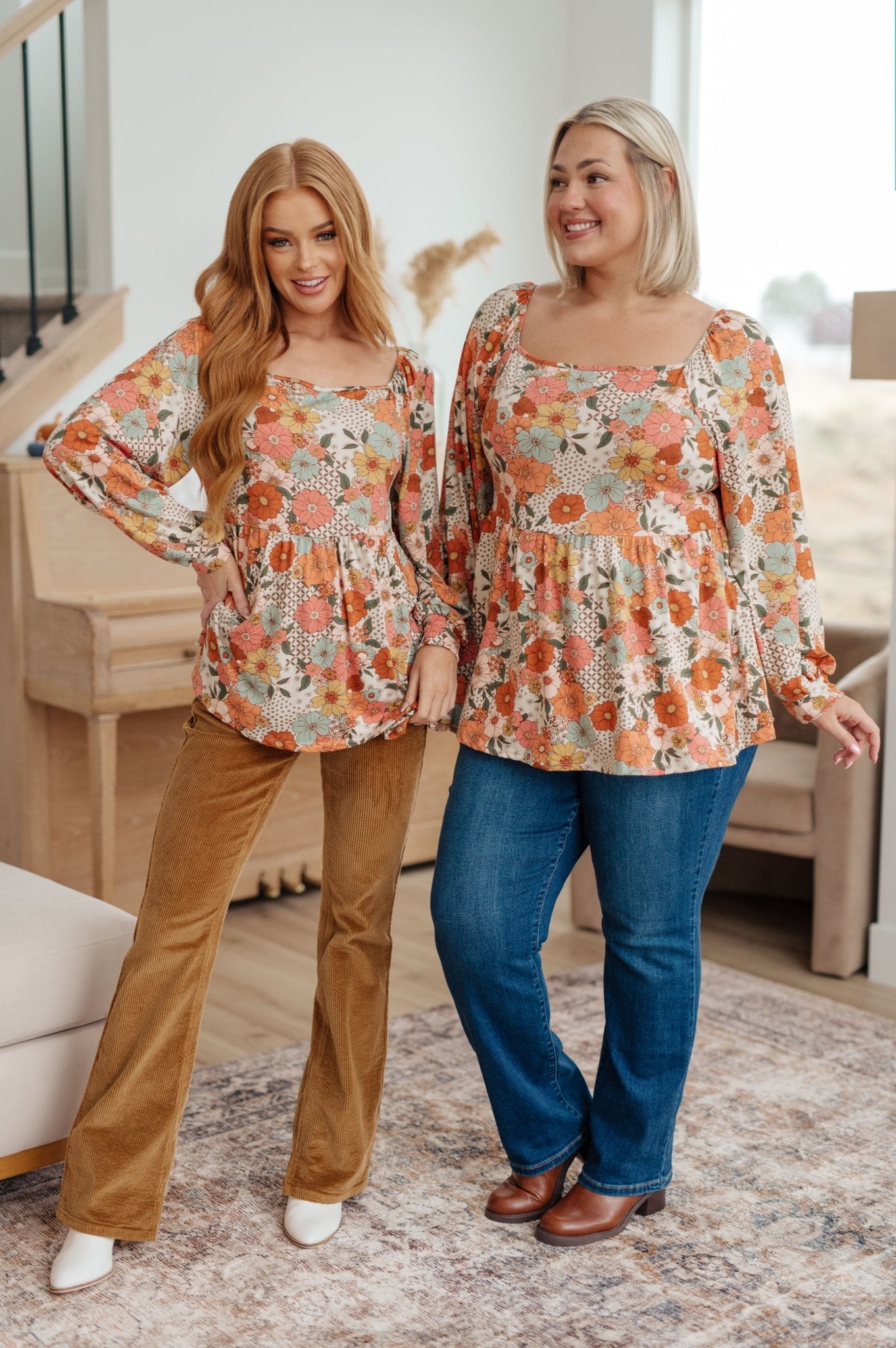 Fall For Florals Babydoll Top (Online Exclusive) - Uptown Boutique Ramona