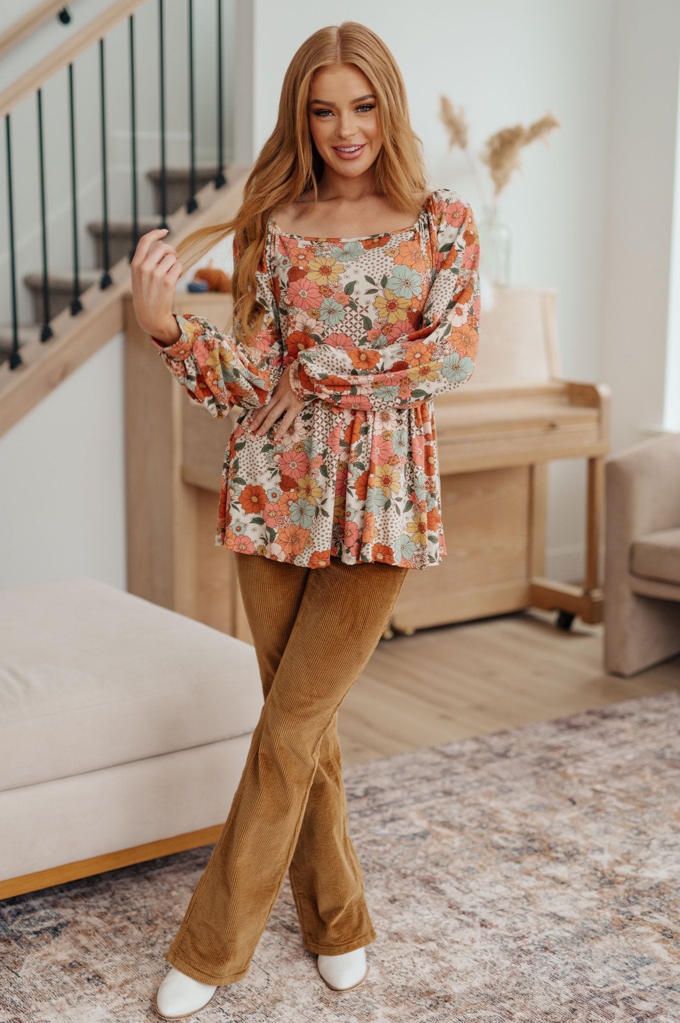 Fall For Florals Babydoll Top (Online Exclusive) - Uptown Boutique Ramona