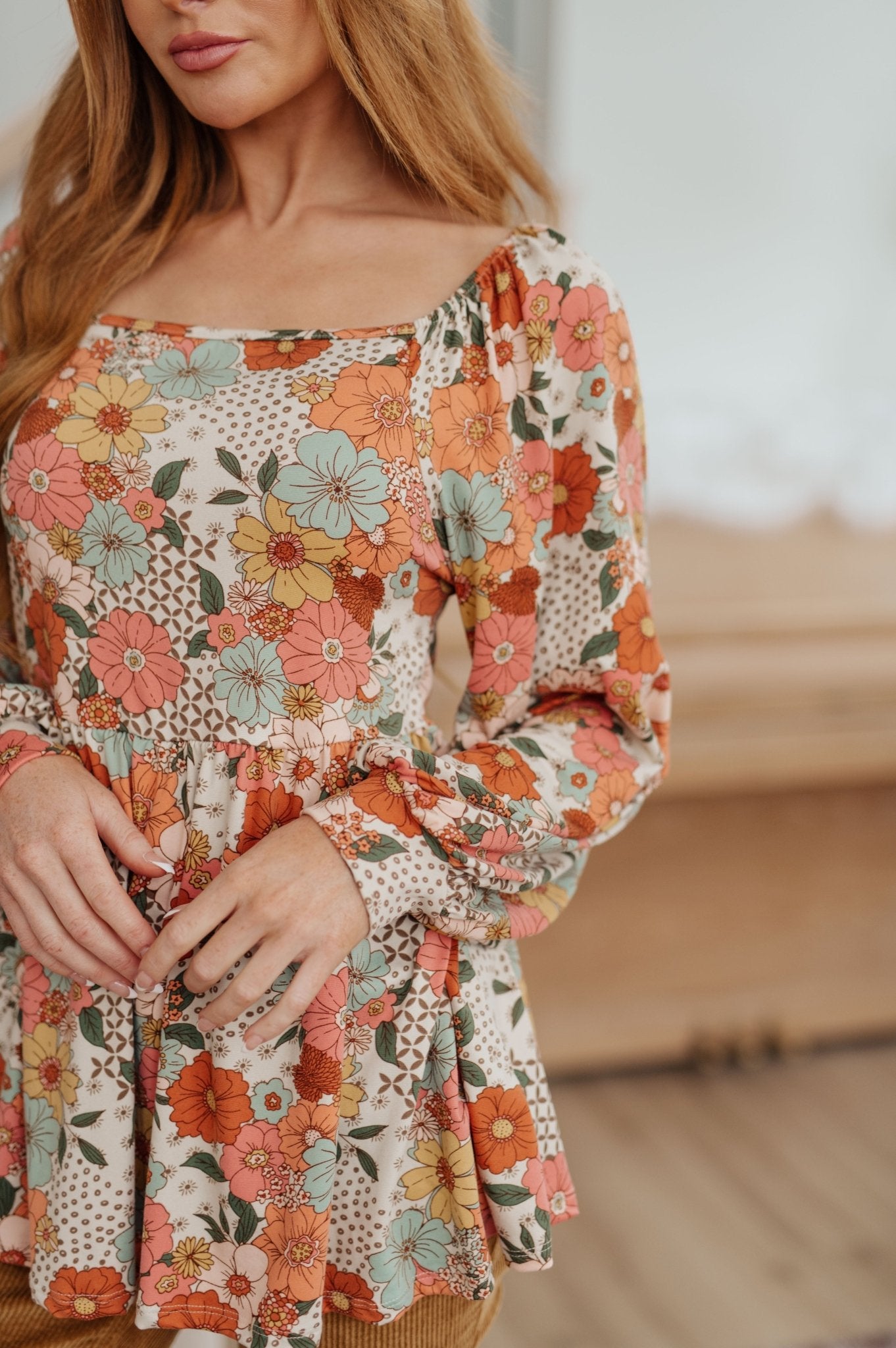 Fall For Florals Babydoll Top (Online Exclusive) - Uptown Boutique Ramona