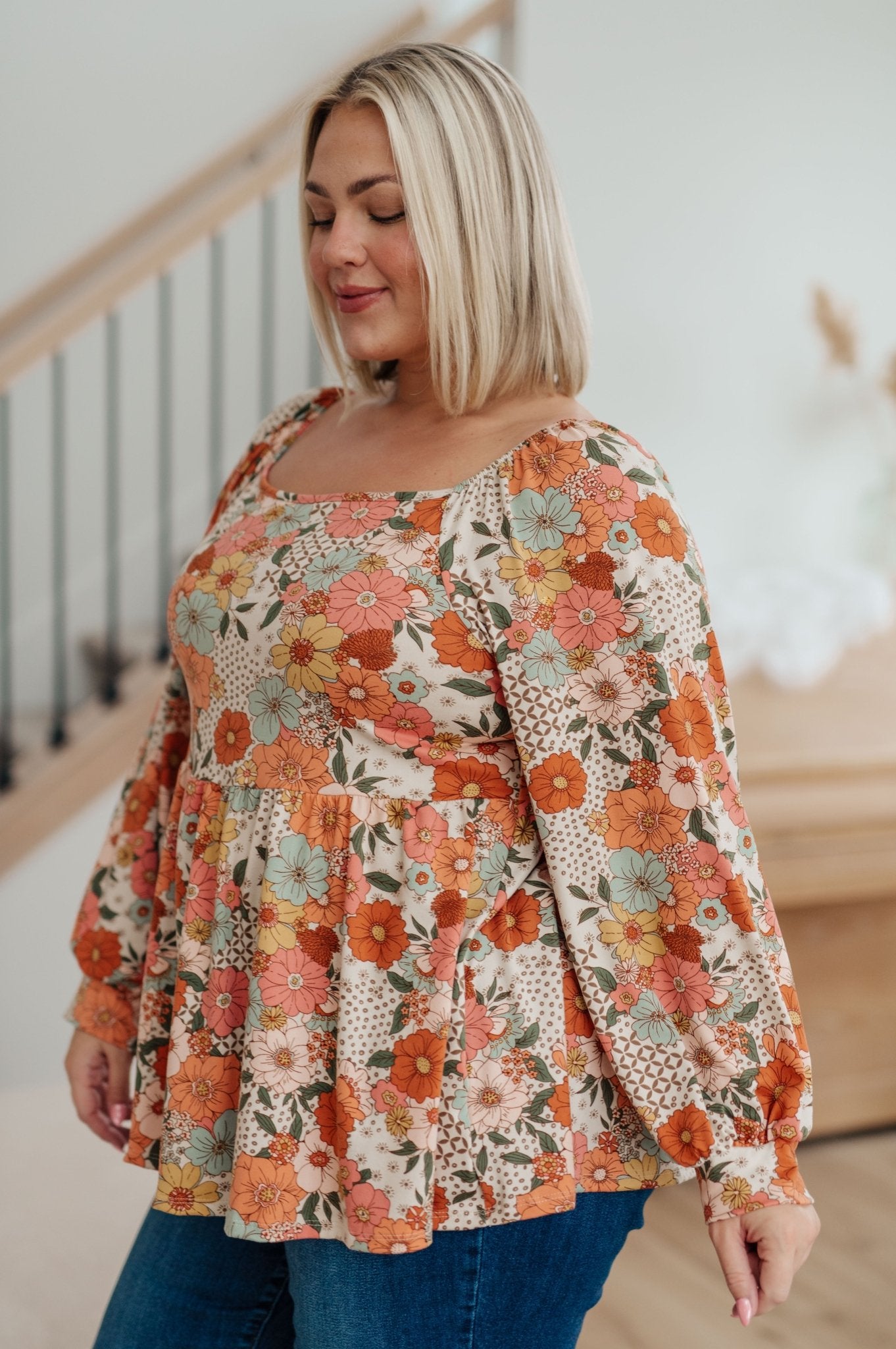 Fall For Florals Babydoll Top (Online Exclusive) - Uptown Boutique Ramona