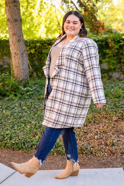 Fall In Love Plaid Jacket in Cream (Online Exclusive) - Uptown Boutique Ramona