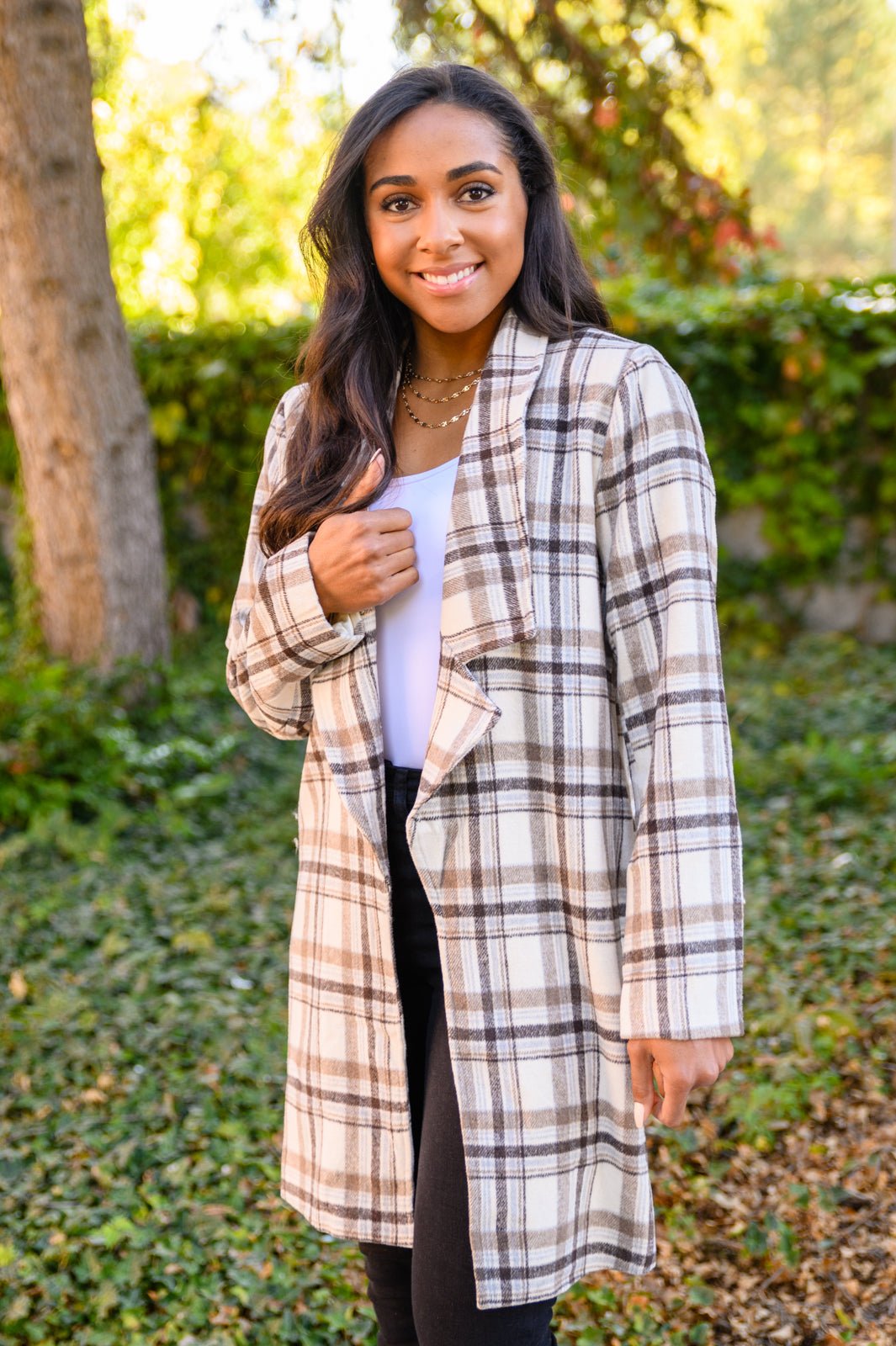 Fall In Love Plaid Jacket in Cream (Online Exclusive) - Uptown Boutique Ramona