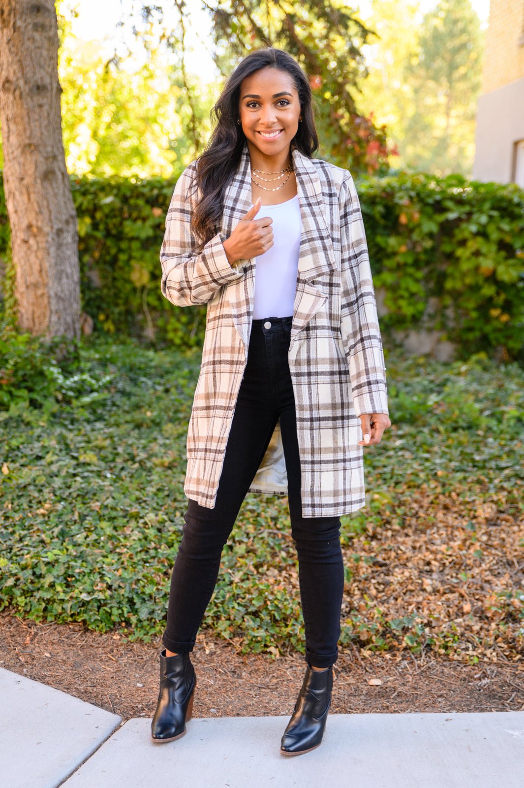 Fall In Love Plaid Jacket in Cream (Online Exclusive) - Uptown Boutique Ramona