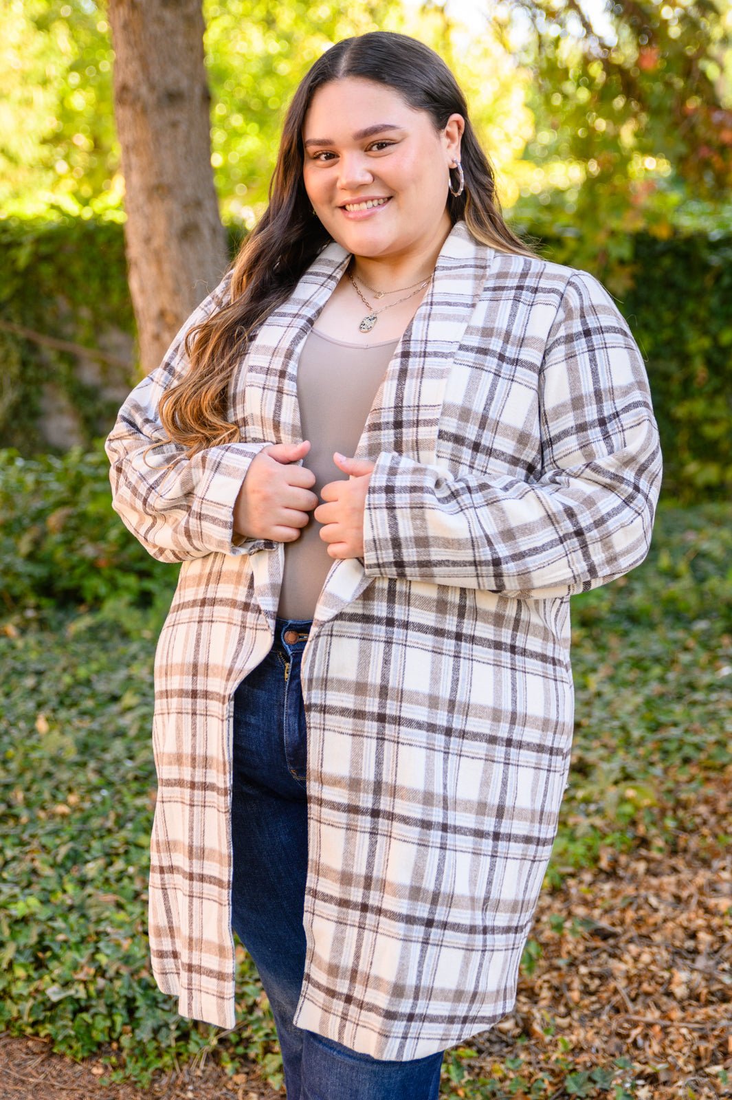 Fall In Love Plaid Jacket in Cream (Online Exclusive) - Uptown Boutique Ramona