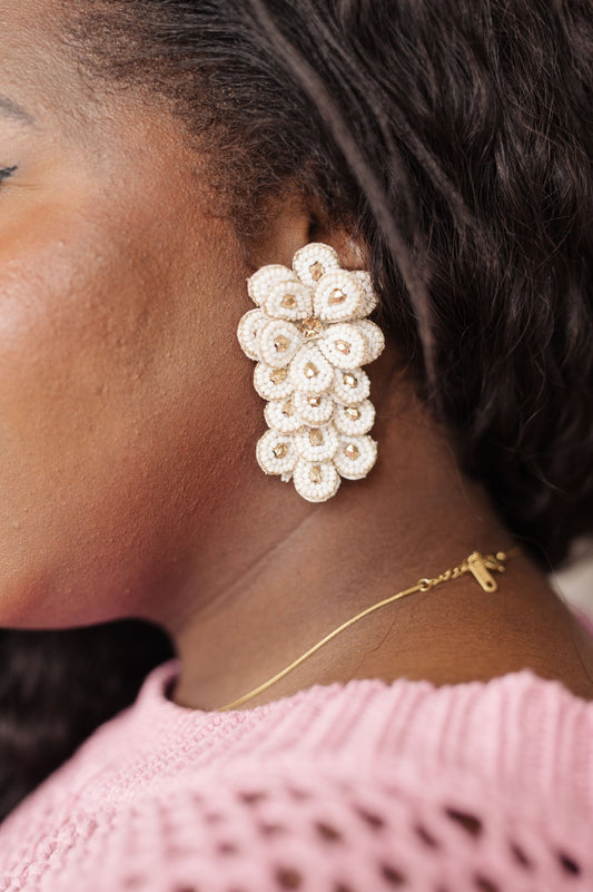 Falling Petals Earrings in Ivory (Online Exclusive) - Uptown Boutique Ramona