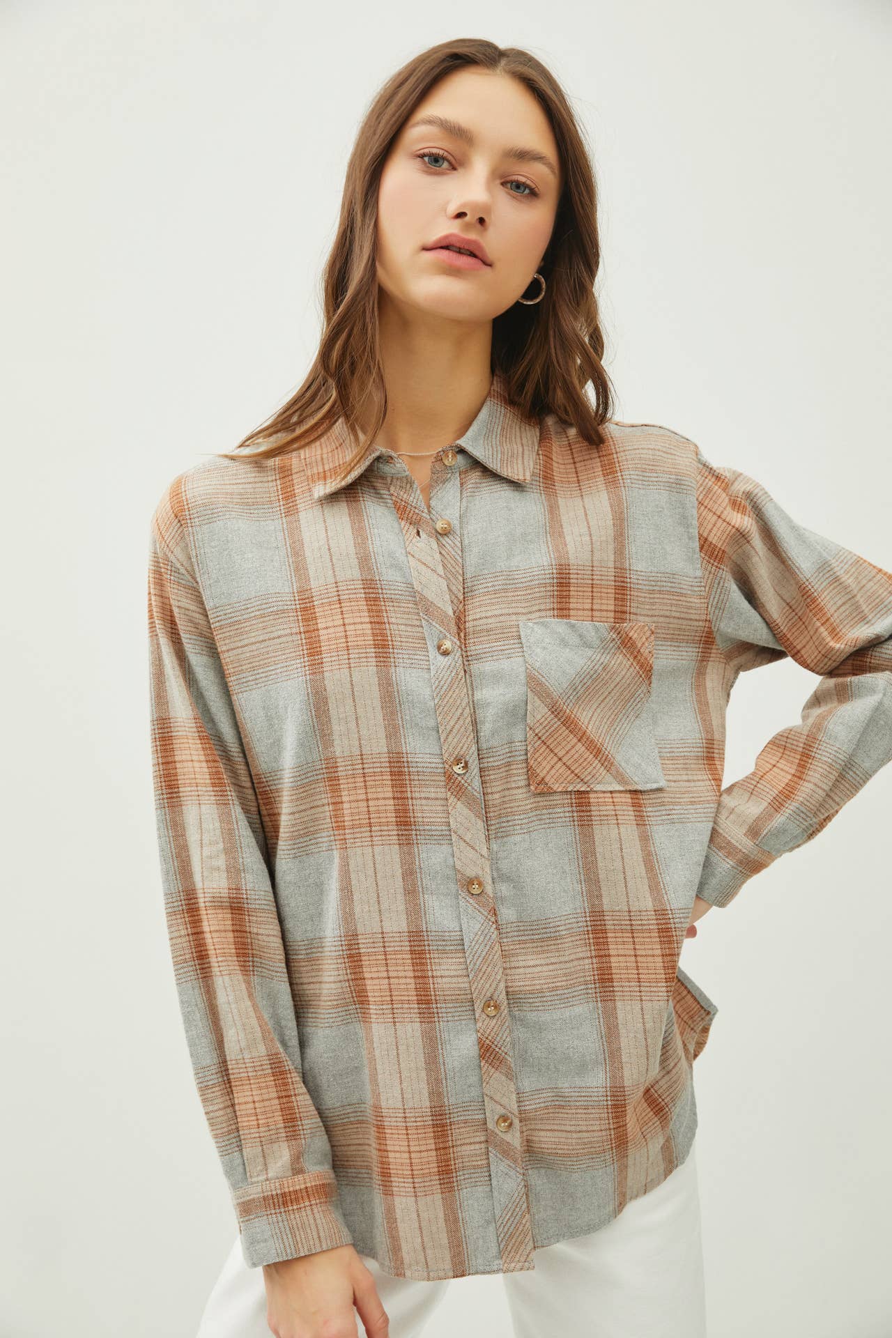 WISHING ON FOREVER OVERSIZED PLAID FLANNEL