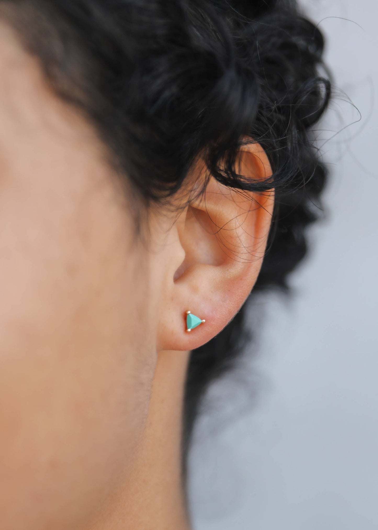 Mini Energy Turquoise Gem Gold Earrings