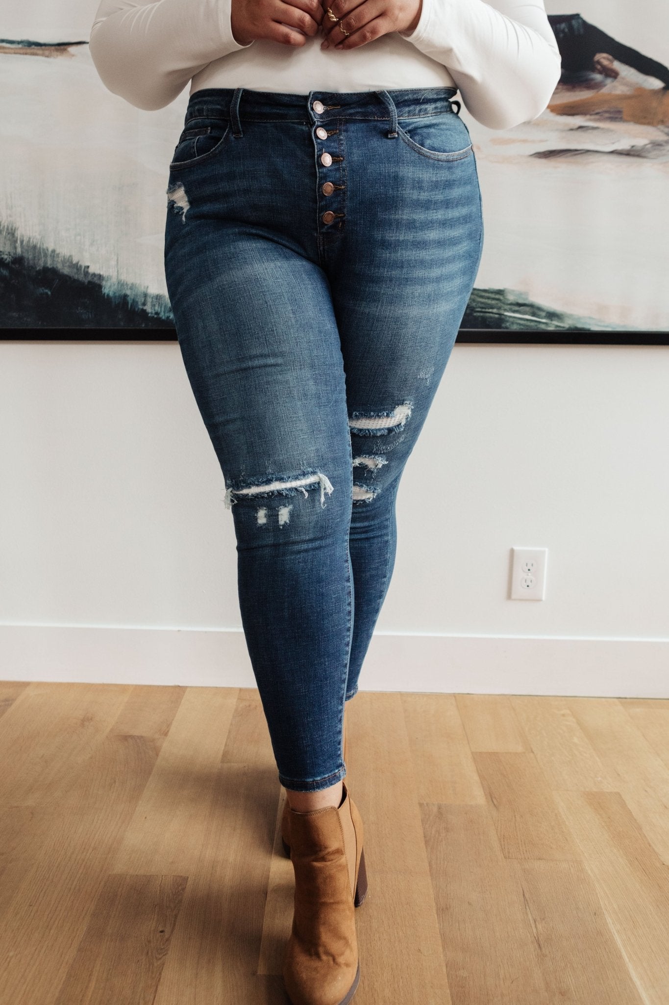 Feelin Warm Patch Jeans (Online Exclusive) - Uptown Boutique Ramona