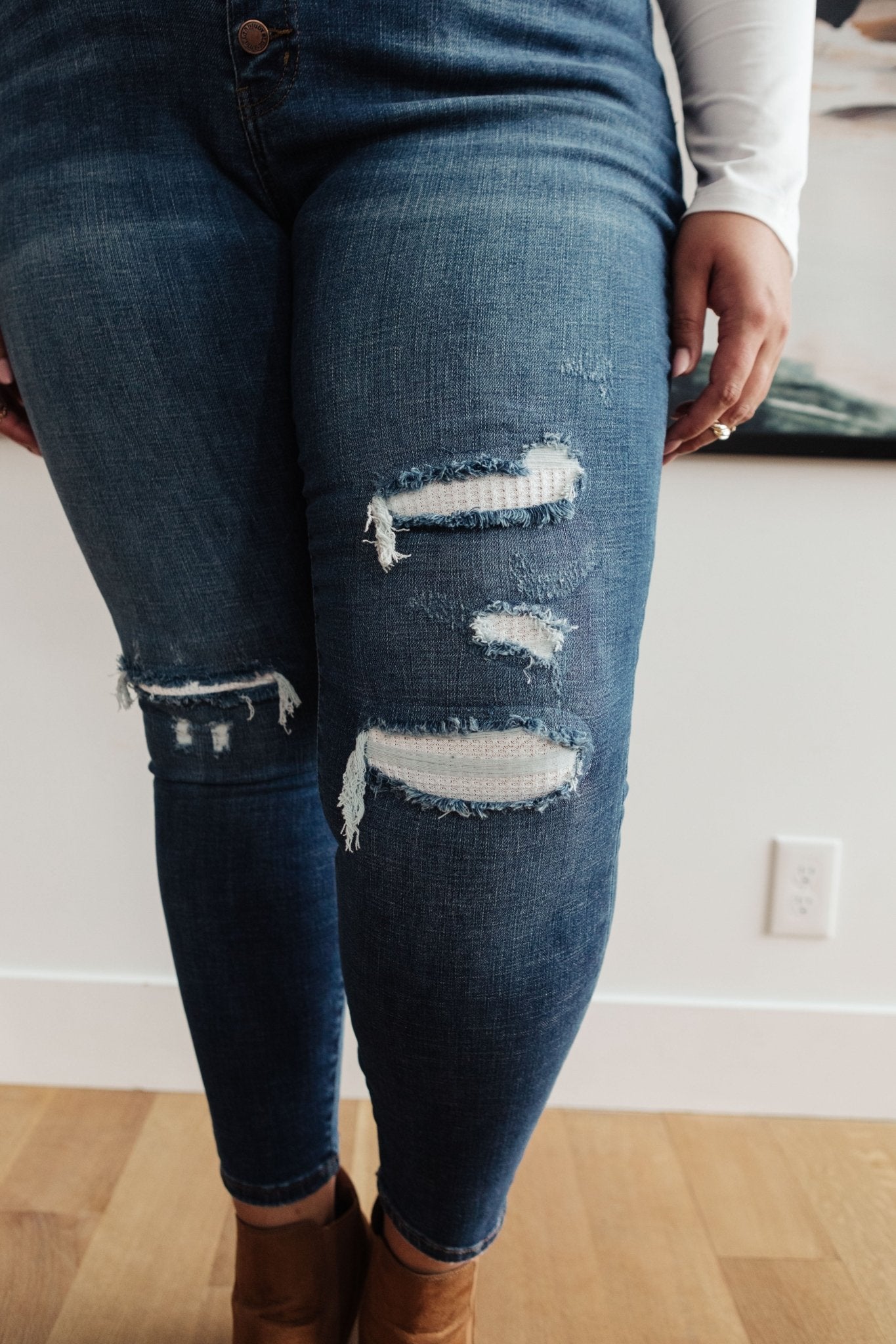 Feelin Warm Patch Jeans (Online Exclusive) - Uptown Boutique Ramona