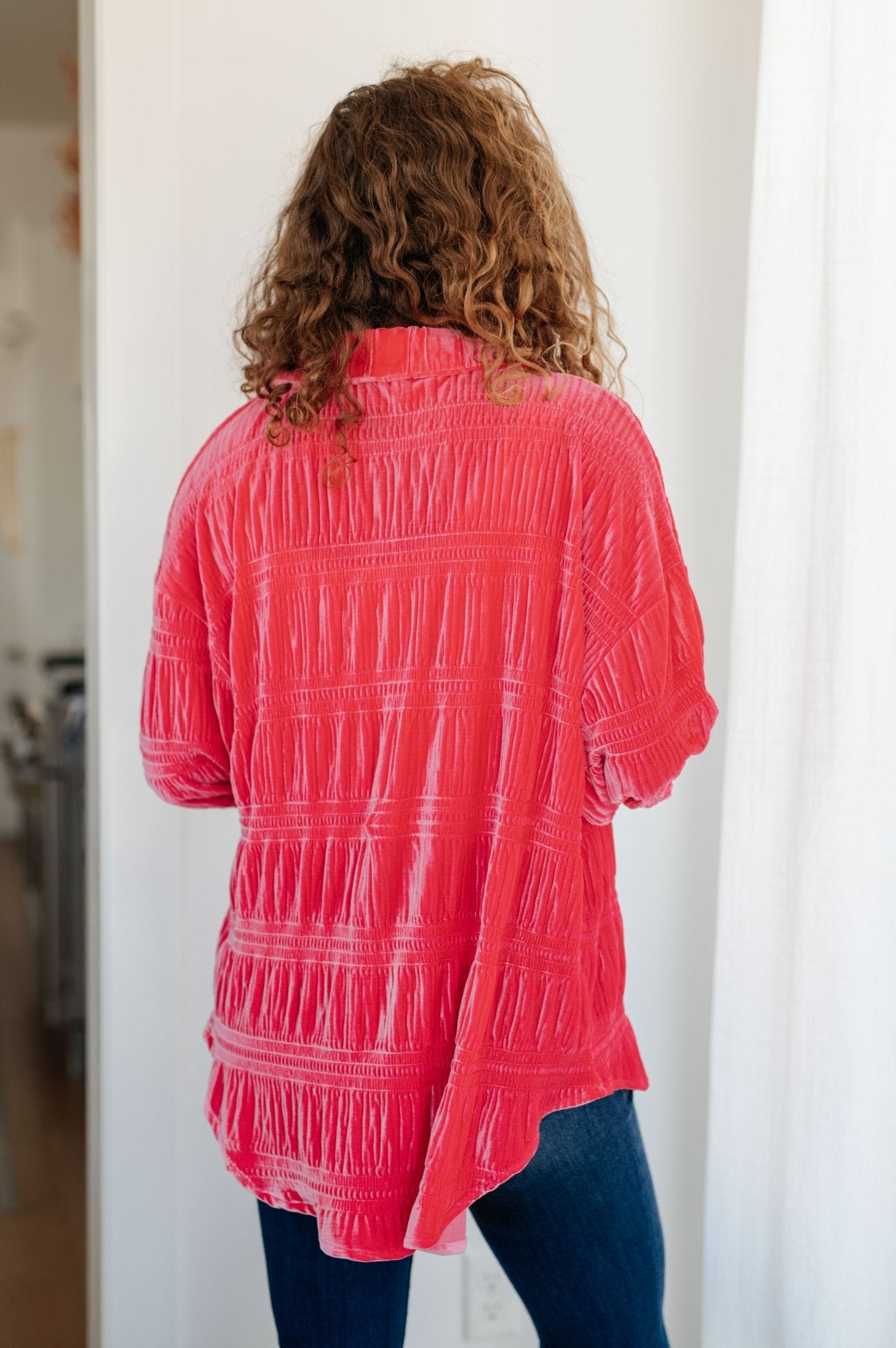 Feeling Fuchsia Velvet Button Down (Online Exclusive) - Uptown Boutique Ramona