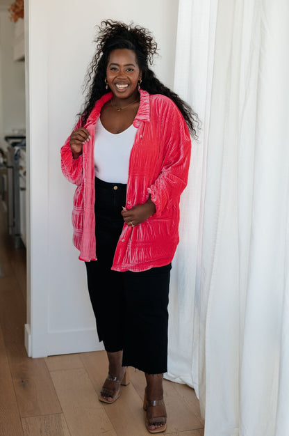 Feeling Fuchsia Velvet Button Down (Online Exclusive) - Uptown Boutique Ramona