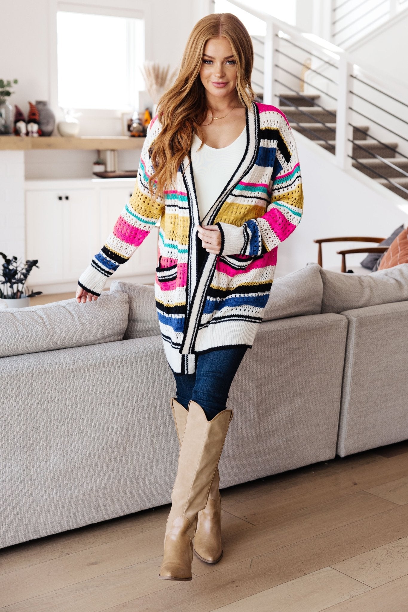 Felt Cute Striped Cardigan (Online Exclusive) - Uptown Boutique Ramona