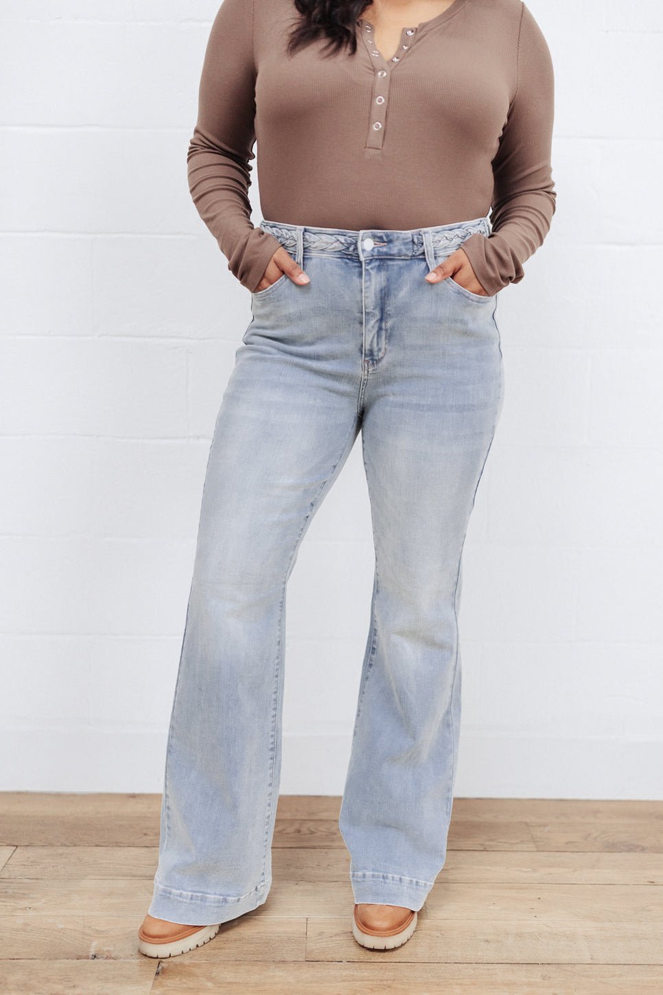 Fiona Hi - Rise Braided Waistband Jeans (Online Exclusive) - Uptown Boutique Ramona