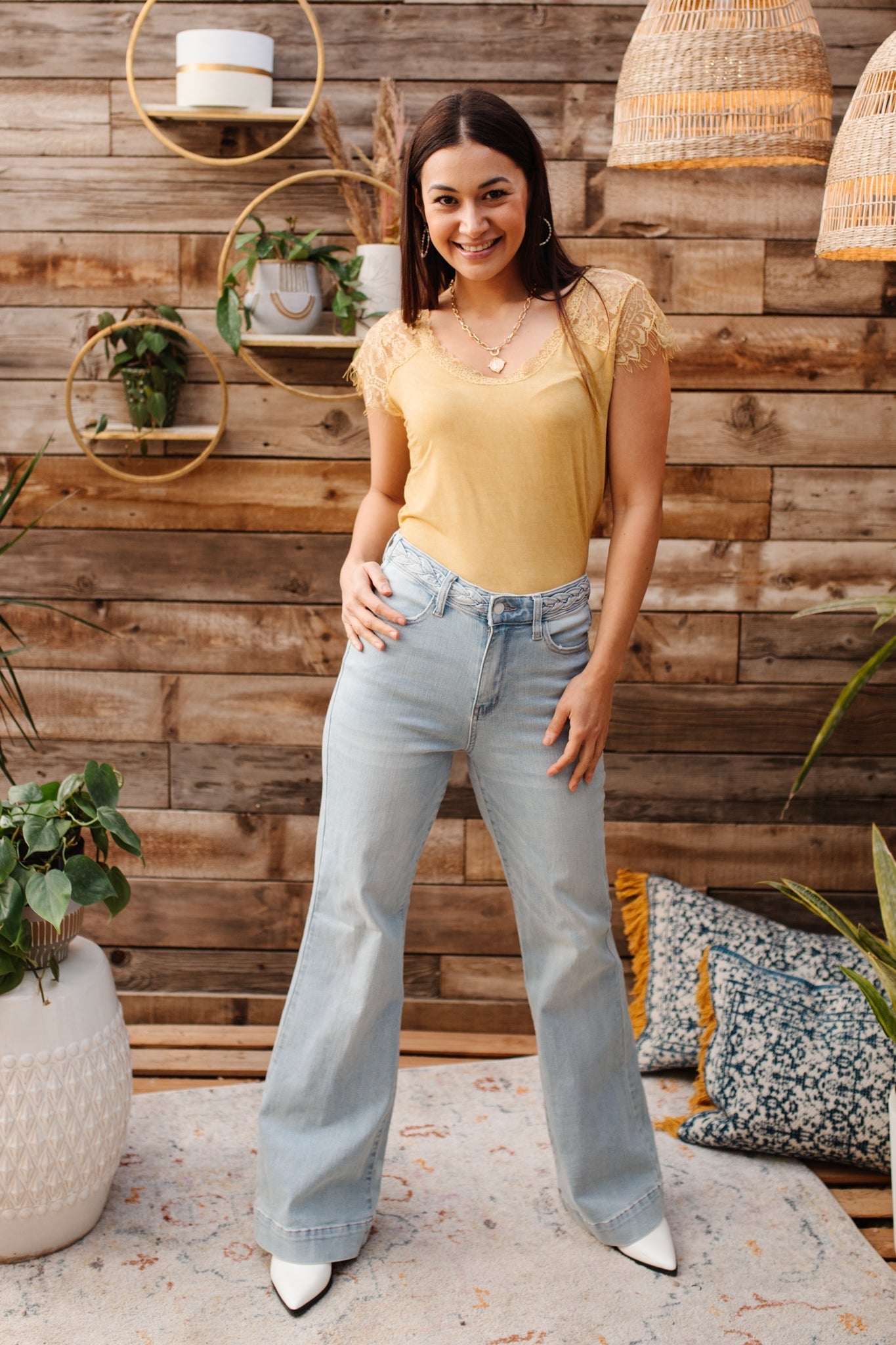 Fiona Hi - Rise Braided Waistband Jeans (Online Exclusive) - Uptown Boutique Ramona