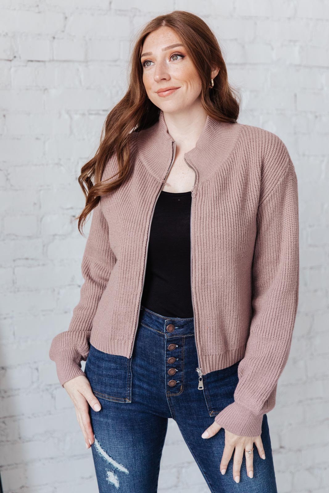 Fireside Zip Up Jacket in Taupe (Online Exclusive) - Uptown Boutique Ramona