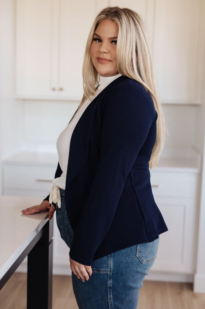 Fitted Blazer in Navy (Online Exclusive) - Uptown Boutique Ramona