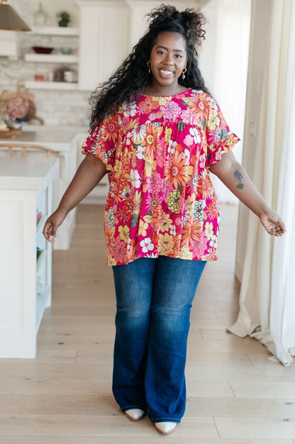 Flit About Floral Top in Pink (Online Exclusive) - Uptown Boutique Ramona