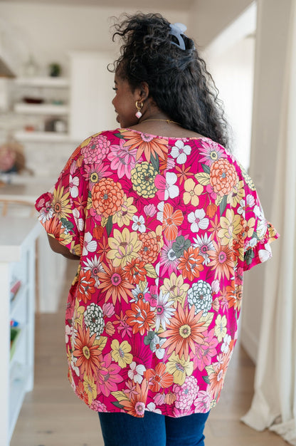 Flit About Floral Top in Pink (Online Exclusive) - Uptown Boutique Ramona