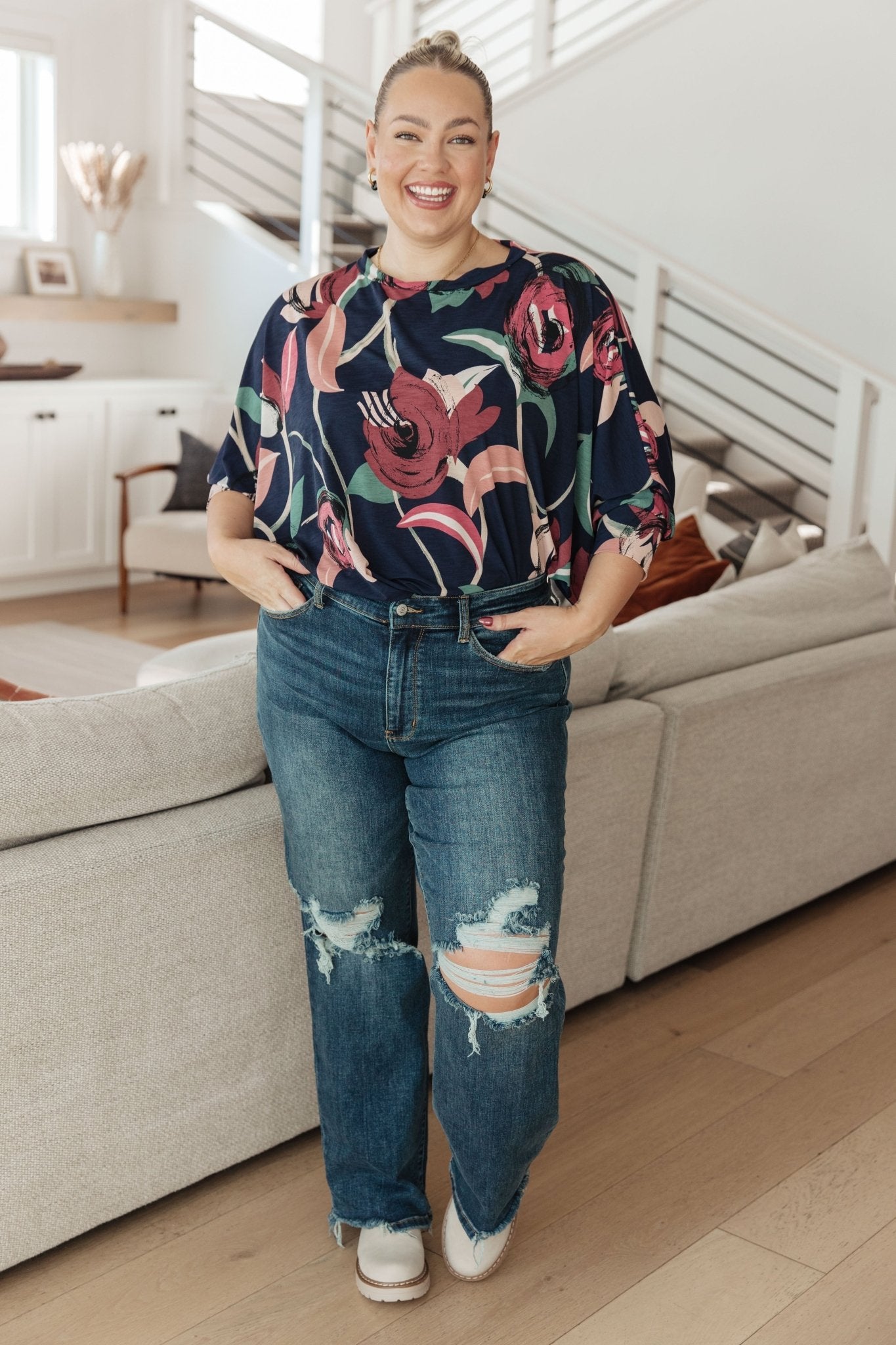 Float On Floral Top (Online Exclusive) - Uptown Boutique Ramona
