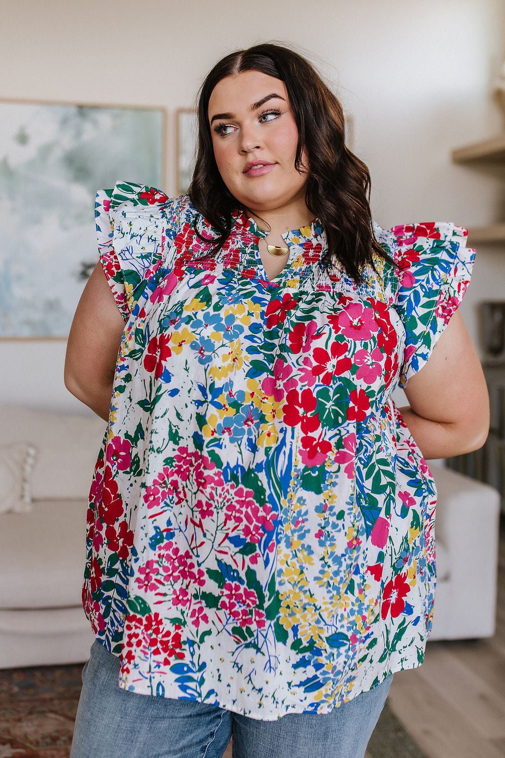 Floral Impressions Blouse (Online Exclusive) - Uptown Boutique Ramona