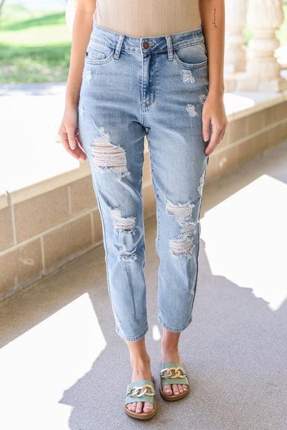 Florence High Waist Destroyed Boyfriend Jeans (Online Exclusive) - Uptown Boutique Ramona